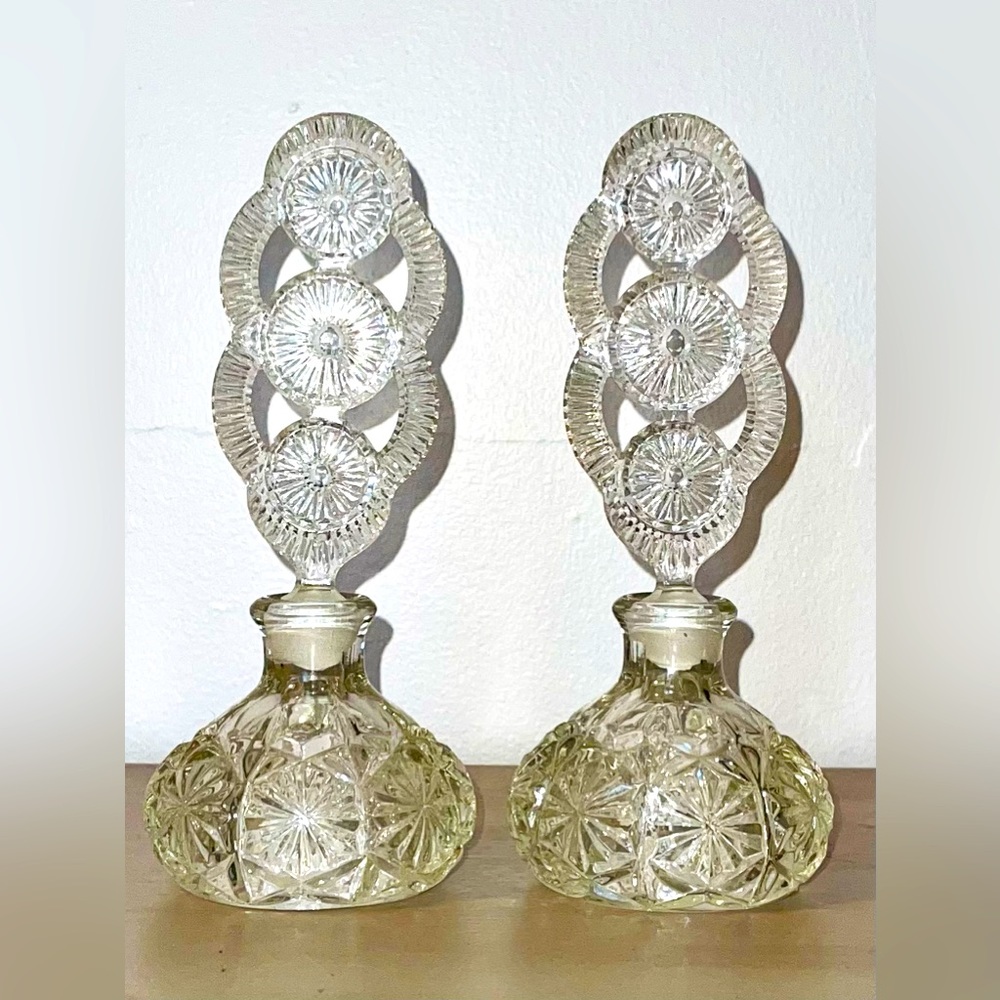 Vintage Art Deco Bohemian Cut Crystal Perfume Bottle Ornate